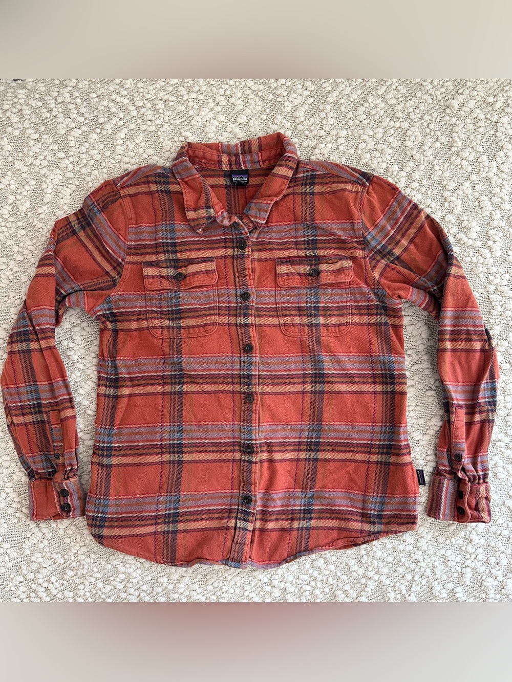 Patagonia Fjord Flannel Shirt Womens Large L Cabin Time Barro Brown